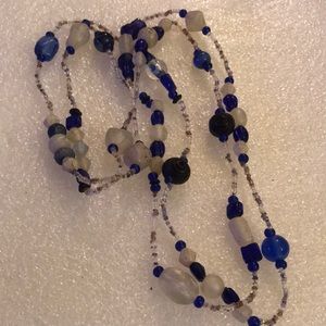 Glass & small beads long necklace